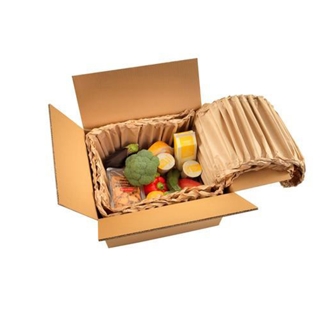 Żywność zapakowana przy użyciu konwertera do papieru WrapPak Protector
